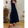 Vestido Chaleco de Mezclilla Superpuesto con Chaqueta Cardigan Roja para Mujer 2026 Primavera/Verano Tallas Grandes Conjunto Vintage de Dos Piezas