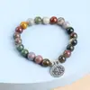 Jingdong Joyería Ágata India Yoga Loto Colgante Pulsera Simple Moda Círculo Único Pulsera de Bolas Redondas Venta al por Mayor de Fábrica