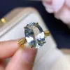 ¡Anillo de cristal verde natural! ¡El cristal está limpio! ¡El color fuego es súper fuerte! El tamaño de la piedra suelta es 10*14mm