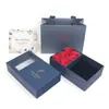 Caixa de Presente Azul Royal com 6 Flores de Rosa, Caixa para Anel, Brincos, Anel, Pulseira, Caixa de Presente de Joias para o Dia dos Namorados 520 em Estoque