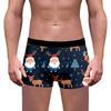Nova Roupa Íntima Masculina de Natal Transfronteiriça Estampa Digital 3D Boneco de Neve Respirável Caixa de Presente de Natal Cuecas Boxers Roupa Íntima Chamativa