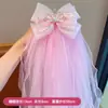 Presilha de Cabelo Infantil para Meninas, Laço de Coroa, Presilha com Borda de Véu, Acessório de Cabelo de Princesa Bordado Estilo Coreano