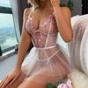 Fornecimento Transfronteiriço Exportação Europeia e Americana Lingerie Sexy Roupão de Dormir Branco com Renda e Suspensórios para Mulheres Fabricantes Venda no Atacado