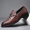 Sapatos de Couro Masculino Casuais de Negócios Camada Superior de Couro de Vaca Couro Genuíno Jacaré Cavalheiro Bico Fino Sapatos Masculinos Sapatos Baixos Masculinos Britânicos
