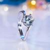 Sterling Silver 925 Snowflake 1 quilate moissanite aberto anel feminino simples ins ao vivo Dia dos Namorados anel de seis garras atacado