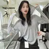 Casa de Roupas Yuzi / Estilo Coreano de Outono Algodão Colorido com Capuz Casual Tricô Meio Zíper Manga Longa Cobertura