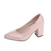 Zapatos de Tacón Alto para Mujer, Estilo Slip-On, Punta Fina, Boca Baja, Tacón Grueso, Nuevos para Otoño 2025, Venta Directa de Fábrica, Comercio Exterior Transfronterizo