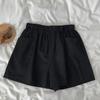 Pantalones cortos casuales de cintura holgada estilo Hong Kong para mujer, novedad de verano 2023, pantalones anchos de cintura alta y color liso para mujer