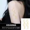 Pegatinas de tatuaje metálicas con lámina dorada con diseños de vid y florales, pegatinas doradas brillantes, tatuajes temporales impermeables suaves para la clavícula y el hombro