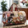 Bolsa de Viagem Acolchoada de Algodão Série Gato 2 Marca Independente 3D Bolsa de Yoga Feminina Estampada da Moda Bolsa de Mão