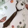 Corbata JK de Color Sólido para Mujer Sin Sarga Básica para Camisa Escolar Combinable Corbata Lazo Rojo Vino Café