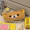 Estojo de Lápis Rilakkuma Peludo e Fofo para Meninas, Bolsa de Maquiagem com Aparência Sofisticada, Estojo de Lápis e Porta-Canetas de Desenho Animado de Grande Capacidade