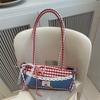 2025 Nuevo Estilo Coreano Encaje Cuadros Versátil Bolso de Hombro Portátil Estudiante Bolso Baguette de Axila para Mujer Gran Capacidad