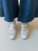 Sapatos Mary Jane Quadrados Tecidos Vazados com Aumento Oculto de Altura, Sapatos Simples Estilo Coreano com Salto Grosso Baixos de Calçar para Mulheres