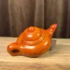 Tetera de Talla en Madera de Ébano, Adorno de Mano, Tetera Coleccionable, Adorno Portátil