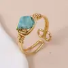 Comercio exterior transfronterizo joyería de alta venta anillo de grava natural apertura ajustable piedra cristal grava pulsera de enrollar