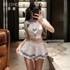 Feimu Ropa Íntima Sexy Deseo Puro Cintura Expuesta Estilo Marinero Traje JK Uniforme Tentación Sexy Coqueteo Glúteos Expuestos No Necesita Quitarse 6924