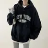 Sudadera Casual Gruesa de Estilo Coreano para Parejas de Mujeres, Estilo Perezoso de Ins con Letras Estampadas, Sudadera Fina de Forro Polar para Mujeres
