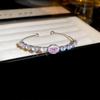 Pulsera Geométrica Abierta Incrustada con Diamantes, Lujo Ligero, Gama Alta, Pulsera de Moda Personalizada, Elegante, Simple y Versátil para Mujer