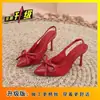 Tacones de aguja versátiles estilo hada con punta abierta, nuevas sandalias dulces estilo coreano 2026 con lazo para mujer