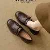 Mocasines Camelia Estilo Retro Wasteland para Mujer Primavera 2026 Nuevos Zapatos Slip-On de Cuero Negro Estilo Británico