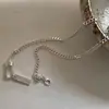 Colar de Prata Esterlina 925 com Design de Nicho Estilo Coreano para Mulheres com Pingente de Letra, Corrente Única para Clavícula, Versátil e Temperamento de Nicho