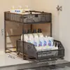 Estante de almacenamiento extraíble debajo del fregadero, caja de almacenamiento multicapa debajo del mueble del baño, cesta abatible debajo del lavabo, estante en capas