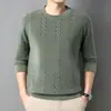 Nova Blusa de Moletom Jacquard Acolchoada Outono 2025 Moda Masculina Casual Manga Longa Camiseta Camada Base Masculina de Outono