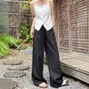 Pantalones Blancos de Lino de Pierna Ancha para Mujer, Verano Delgado Algodón-Lino, Corte Relajado, Transpirables, Cintura Alta, Casual, Estilo Old Money, Pantalones Rectos con Caída