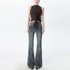 Jeans Acampanados de Cintura Alta Elásticos para Mujer con Diseño Estructurado Estilo Americano, Novedad Primavera y Verano Ajustados Versátiles para Chicas Populares