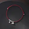 Pulseira de Corda Vermelha com Elefante em Prata Esterlina 925 para Mulheres Design Simples Novo Chinoiserie Tamanho Ajustável Feito à Mão Pulseira Versátil B6070