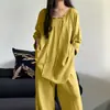 2026 Nuevo Conjunto de Pijama Pullover de Algodón y Seda de Alta Calidad para Mujer, Estilo Perezoso de Manga Larga para Aire Acondicionado
