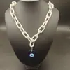 Joyería Transfronteriza Cadena Acrílica Oval Blanca Colgante Ojo de Diablo Azul Collar para Mujer Venta al por Mayor Geometría