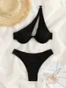 Amazon Trajes de Baño 2026 Nuevo Sexy Multicolor de un Hombro con Aros Biquini de Dos Piezas Push-Up Triángulo Bikini de Playa