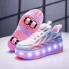 Zapatos con Ruedas Invisibles para Niños con Ocho Ruedas, Patines Transformables que se Iluminan, Patines de Juguete de Cuatro Ruedas para Niñas, Zapatos Deportivos para Niños