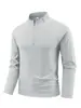Camiseta Deportiva de Manga Larga para Hombre para Exteriores con Cuello Alto, Media Cremallera, Secado Rápido, Transpirable, Top de Golf, En Stock al por Mayor