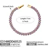 Set de Collar y Pulsera de Diamantes Multicolores Europeo y Americano, Acero Inoxidable Chapado en Oro de 18 Quilates, Fila Única Completamente Incrustada de Diamantes, Joyería de Moda para Mujer