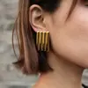 Jieding Brincos de Ouro em Aço Inoxidável Europeu e Americano Brincos de Zircônia Brincos de Aço Titânio Cruzamento de Fronteiras Joias 18K Elementos Geométricos