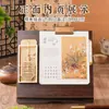 Calendário de mesa de madeira estilo chinês com design criativo, inclui marcador de página, peça decorativa, embalagem em caixa de presente, calendário de mesa personalizável