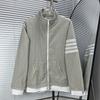 Outlet de Fábrica Versión Alta 24ssTB Chaqueta Nueva Unisex Rayas de Cuatro Barras Bolsillo con Cremallera Ropa Casual