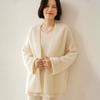 Macio Cashmere Outono e Inverno Novo Feminino Novo Clássico Versátil Comprimento Médio Malha Jaqueta Solta Preguiçosa Malha