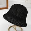 Sombrero Dulce para Mujer, Sombrero de Pescador de Malla Calada Estilo Coreano, Sombrero de Paja Blanco Estilo Japonés para Mujer, Sombrero de Cubo de Verano para Playa con Protección Solar