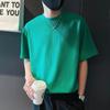 Camiseta holgada de verano para hombre, de color liso, estilo juvenil, de marca moderna, con cuello redondo y media manga, estilo relajado y sencillo.