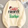 Moda Fría, Sudadera Navideña para Maestro Forrada de Polar - Estampado Festivo Santa Love, Ocio para Mujer