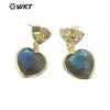 WT-E680 Fresco e Doce Seleção de Cores de Pedras Preciosas Coloridas Brincos de Lantejoulas Curtos em Formato de Coração Brincos Acessórios para Meninas