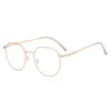 Óculos de Metal Poligonal de Alta Qualidade para Miopia Feminina, Clássicos, Elegantes, Literários, Lentes Planas Anti-Luz Azul Atacado