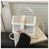 Bolso pequeño cuadrado con textura de color sólido simple de estilo coreano para mujer, bolso bandolera de lana a cuadros de invierno 2024