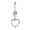 Amazon moda europea y americana anillo para el ombligo de diamante en forma de corazón comercio electrónico transfronterizo superventas joyería para piercing corporal en stock al por mayor