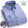 Camisas de Algodón Oxford a Cuadros de Manga Larga para Hombre para Primavera e Invierno, Versátiles Resistentes al Frío Camisas de Negocios para Caballero con Estampado Flock, Venta al por Mayor