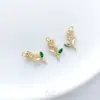 Colgante de Zirconio de Colores Chapado en Oro de 14K Electroplateado Rosa con Ramas y Hojas Pulsera Collar Pendiente Pendiente Hecho a Mano DIY
